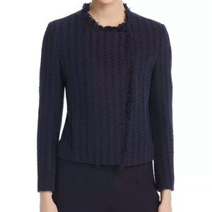 BOSS Jicara Tweed Fringe Jacket, Navy, Size 14